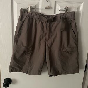 🆕 Sonoma Outdoor Cargo Shorts Mens 36 Olive Green Nylon Belted Elastic Waist